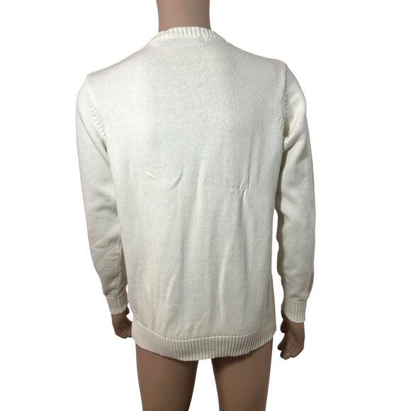 Oscar De La Renta Men’s Sweater Pullover Vtg M Cream Geometric Pattern Cotton - Picture 3 of 16
